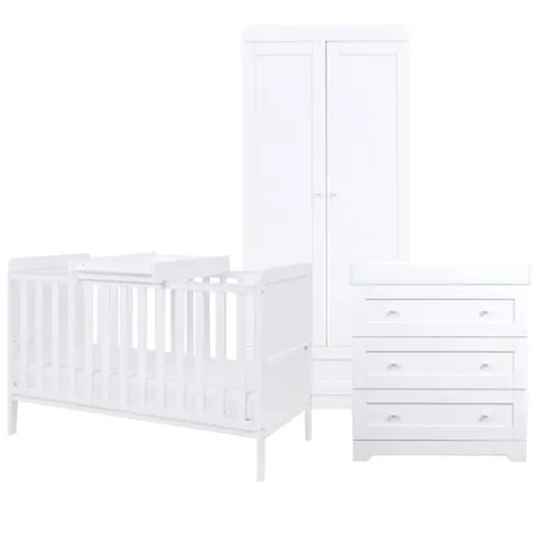 Tutti Bambini White Cot Bed with Chest of Drawers and Wardrobe Rio