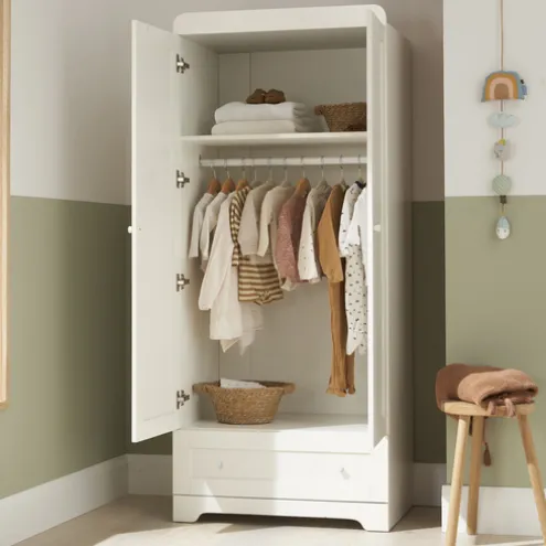 Tutti Bambini White Cot Bed with Chest of Drawers and Wardrobe Rio