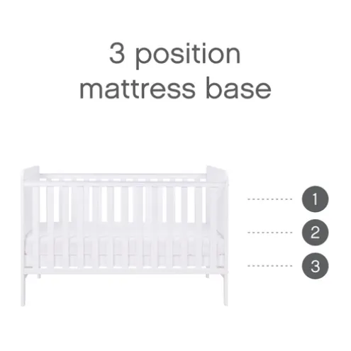 Tutti Bambini White Cot Bed with Cot Top Changer and Mattress Rio