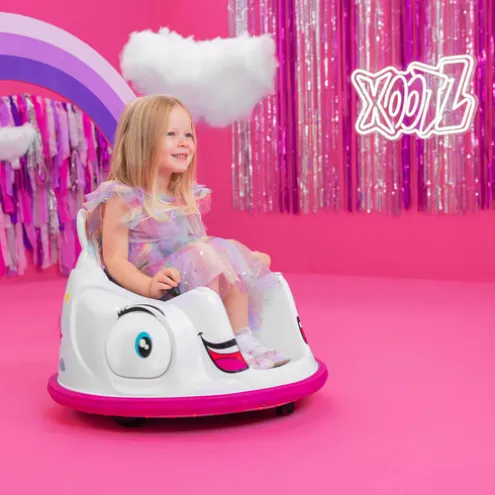 Xootz Unicorn Bumper Car Electric Ride On White