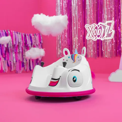 Xootz Unicorn Bumper Car Electric Ride On White